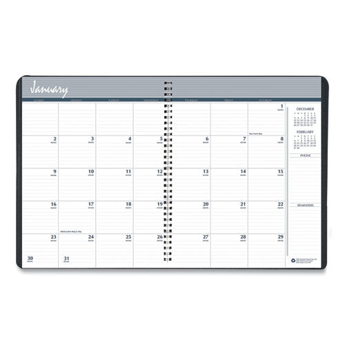 14-month Recycled Ruled Monthly Planner, 8.75 X 6.78, Black Cover, 14-month: Dec 2024 To Jan 2026.
