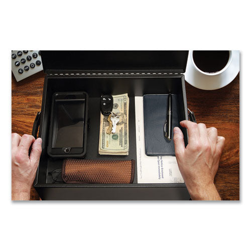 Large Cash Management Box, Key Lock, 11 X 14.3 X 4.3, Steel, Black.