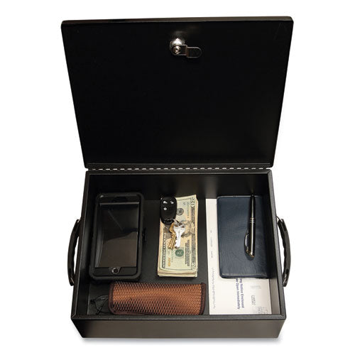 Large Cash Management Box, Key Lock, 11 X 14.3 X 4.3, Steel, Black.