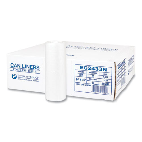 High-density Commercial Can Liners, 16 Gal, 5 Mic,24" X 33", Natural, Perforated Roll, 50 Bags/roll, 20 Rolls/carton