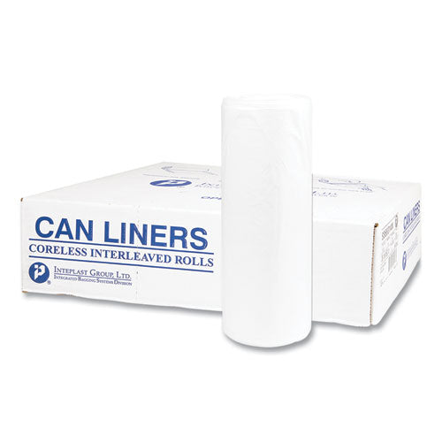 High-density Commercial Can Liner Value Pack, 60 Gal, 19 Mic,38" X 58", Clear, Interleaved Roll, 25 Bags/roll, 6 Rolls/ct