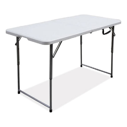 Bifold Resin Folding Table, Rectangular, 48" X 23.6" X 29.1", White Granite Top, Gray Base/legs, 2/pack.