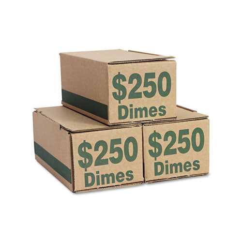 Corrugated Cardboard Coin Storage With Denomination Printed On Side, 8.06 X 3.31 X 3.19, Green.