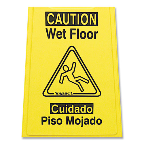 Bilingual Yellow Wet Floor Sign, 12.05 X 1.55 X 24.3.