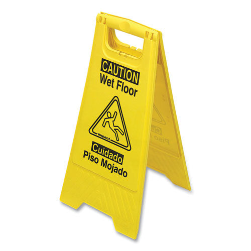 Bilingual Yellow Wet Floor Sign, 12.05 X 1.55 X 24.3.