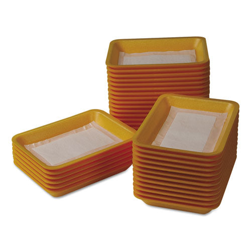 Meat Tray Pads, 6 X 4.5, White/yellow, Paper, 1,000/carton.