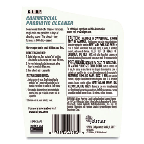 Commercial Probiotic Cleaner, Lemon Scent, 32 Oz Spray Bottle, 6/carton.