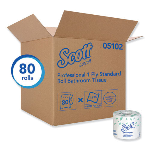 Essential Standard Roll Bathroom Tissue For Business, Septic Safe,1-ply, White, 1,210 Sheets/roll, 80 Rolls/carton