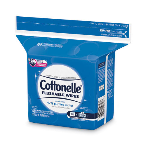 Fresh Care Flushable Cleansing Cloths, 1-ply, 5 X 7.25, White, 168/pack, 8 Packs/carton.