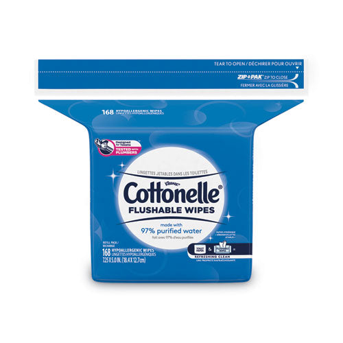 Fresh Care Flushable Cleansing Cloths, 1-ply, 5 X 7.25, White, 168/pack, 8 Packs/carton.