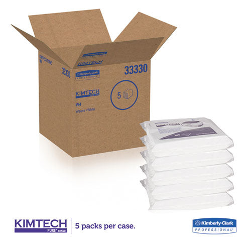 W4 Critical Task Wipers, Flat Double Bag, 12 X 12, Unscented, White, 100/bag, 5 Bags/carton