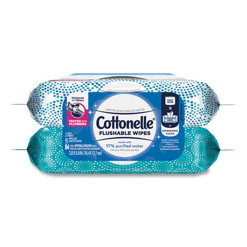 Fresh Care Flushable Cleansing Cloths, 1-ply, 3.73 X 5.5, White, 84/pack, 8 Packs/carton.