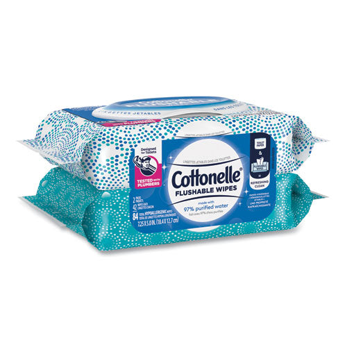 Fresh Care Flushable Cleansing Cloths, 1-ply, 3.73 X 5.5, White, 84/pack.
