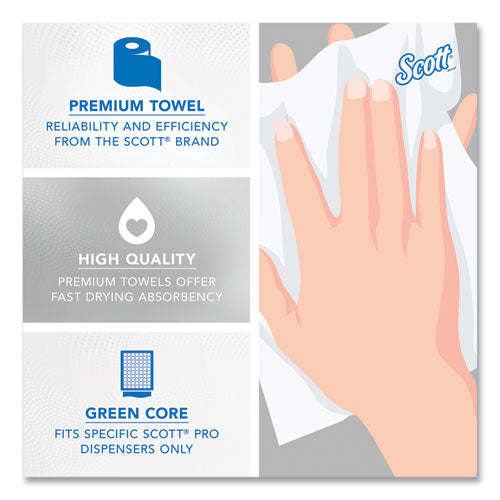 Pro Hard Roll Paper Towels With Absorbency Pockets, For Scott Pro Dispenser, Green Core Only, 1-ply, 7.5" X 900 Ft,6 Rolls/ct