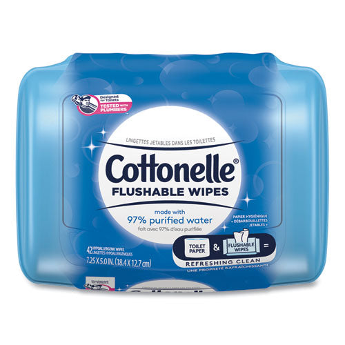 Fresh Care Flushable Cleansing Cloths, 1-ply, 3.75 X 5.5, White, 42/pack.