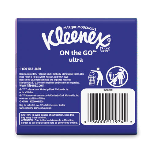 On The Go Packs Facial Tissues, 3-ply, White, 10 Sheets/pouch, 8 Pouches/pack.