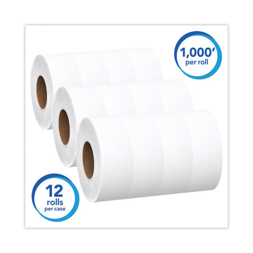 Essential 100% Recycled Fiber Jrt Bathroom Tissue For Business, Septic Safe,2-ply, White, 3.55" X 1,000 Ft, 12 Rolls/carton