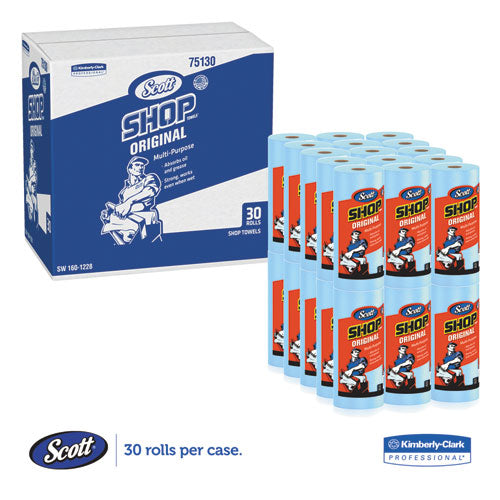 Shop Towels, Standard Roll, 1-ply, 9.4 X 11, Blue, 55/roll, 30 Rolls/carton.