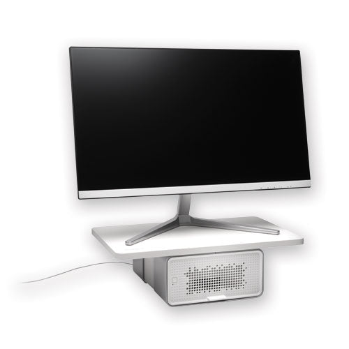 Freshview Wellness Monitor Stand With Air Purifier,For 27" Monitors, 22.5" X 11.5" X 5.4", White, Supports 200 Lbs