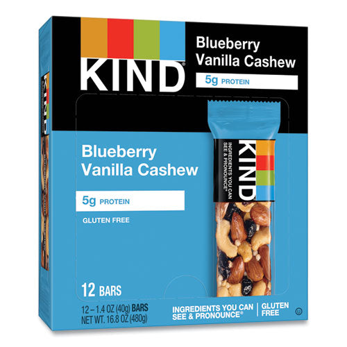 Fruit And Nut Bars, Blueberry Vanilla And Cashew, 1.4 Oz Bar, 12/box.