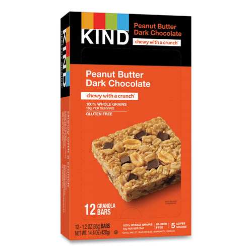 Healthy Grains Bar, Peanut Butter Dark Chocolate, 1.2 Oz, 12/box.