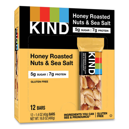 Nuts And Spices Bar, Honey Roasted Nuts/sea Salt, 1.4 Oz Bar, 12/box.