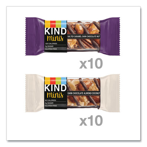 Minis, Salted Caramel And Dark Chocolate Nut/dark Chocolate Almond And Coconut,0.7 Oz, 20/pack