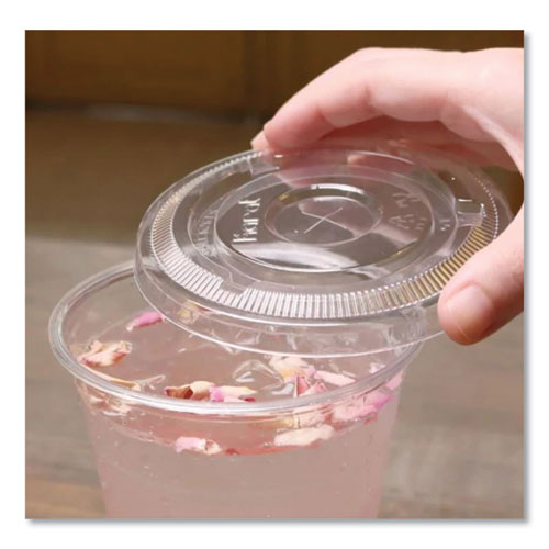 Pet Lids, Flat With Straw Slot, Fits 12 Oz To 24 Oz Cold Cups, Clear, 1,000/carton.