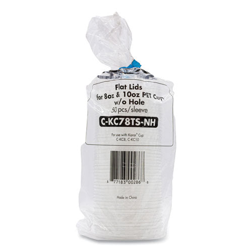 Pet Lids, Fits 8 Oz To 10 Oz Cold Cups, No Hole Flat Lid, Clear, 1,000/carton.