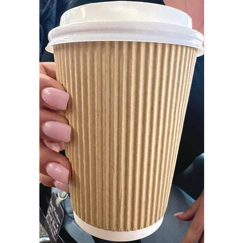 Ripple Hot Cups, 12 Oz, Kraft/white, 500/carton.