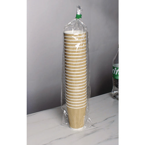 Ripple Hot Cups, 12 Oz, Kraft/white, 500/carton.