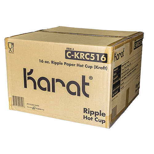 Ripple Hot Cups, 16 Oz, Kraft/white, 500/carton.