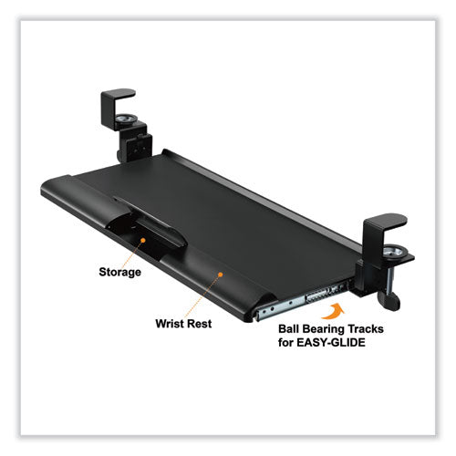 Desk Clamp Five-position Tilting Keyboard Tray, 26.8" X 11.1, Black.