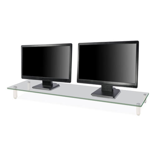Extra Wide Glass Monitor Riser, 39.4" X 10.2" X 3.25", Clear, Supports 60 Lbs.