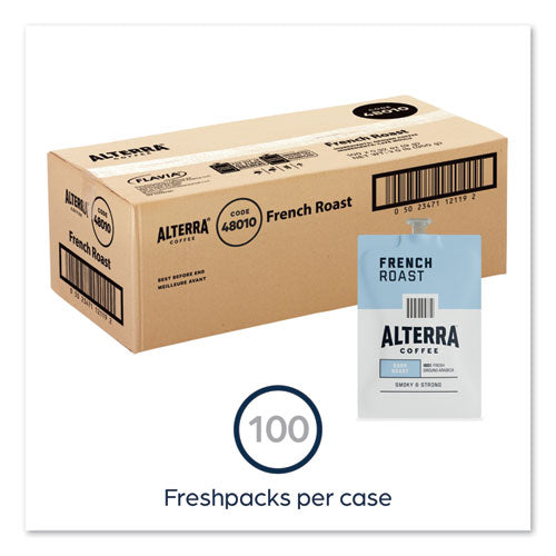 Alterra French Roast Coffee Freshpack, French Roast, 0.32 Oz Pouch, 100/carton.