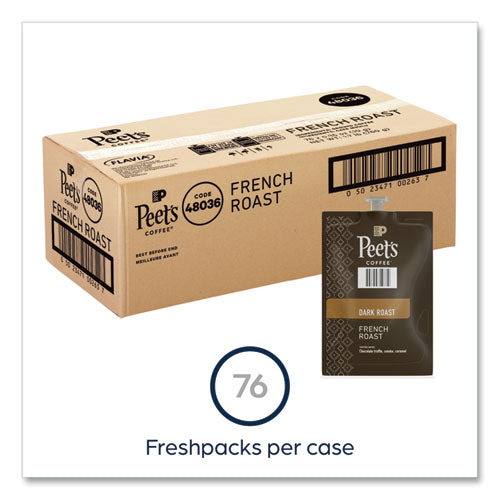 Peet's French Roast Coffee Freshpack, French Roast, 0.35 Oz Pouch, 76/carton.