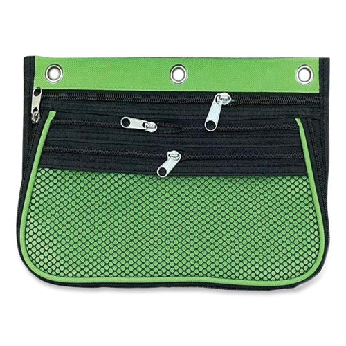 Three-pocket Binder-insertable Expandable Pencil Pouch, 10.25 X 7.5, Assorted Colors, 3/pack.