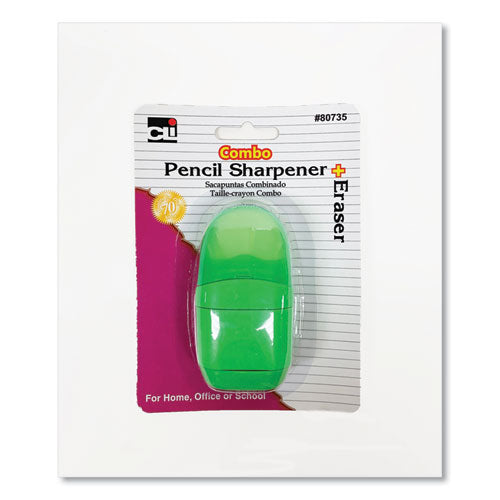 One-hole Pencil Sharpener/eraser Combo, 1" X 0.75", Randomly Assorted Colors.