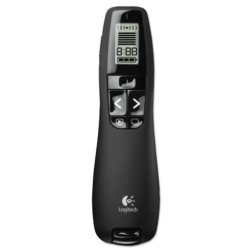 R800 Wireless Laser Presentation Remote W/lcd Display, Class 2, 100 Ft Range, Matte Black.