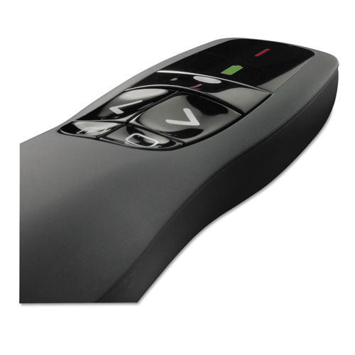 R400 Wireless Presentation Remote With Laser Pointer, Class 2, 50 Ft Range, Matte Black.