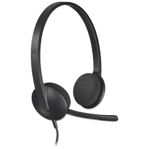 H340 Binaural Over The Head Corded Headset, Black.