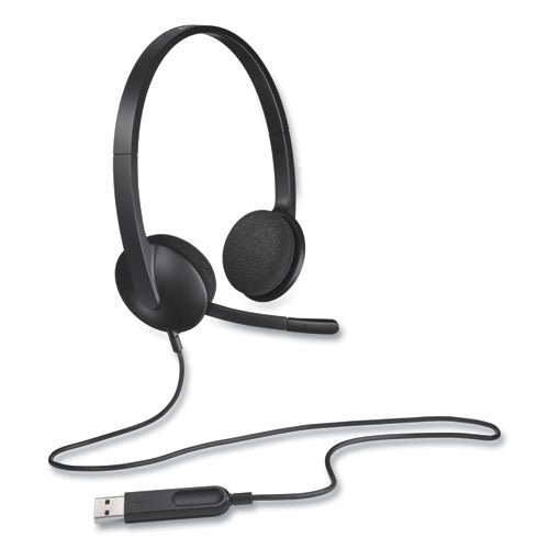 H340 Binaural Over The Head Corded Headset, Black.