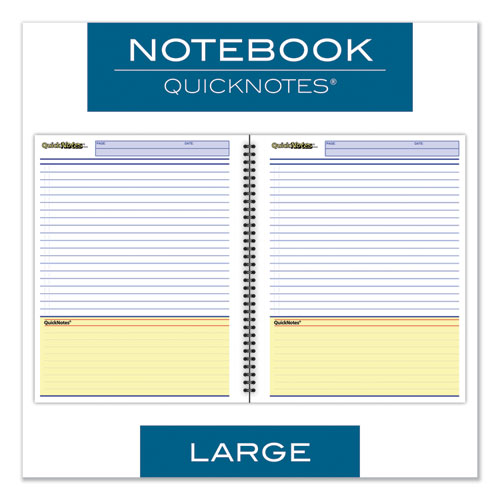 Wirebound Guided Quicknotes Notebook, 1-subject, List-management Format, Dark Gray Cover, (80) 11 X 8.5 Sheets.