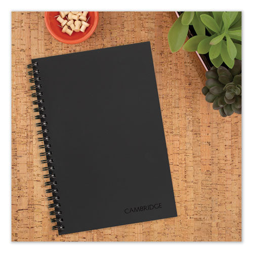 Wirebound Business Notebook, 1-subject, Wide/legal Rule, Black Linen Cover, (80) 8 X 5 Sheets.