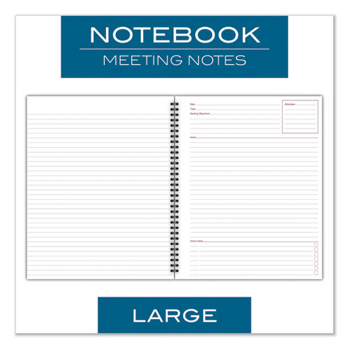 Wirebound Guided Meeting Notes Notebook,1-subject, Meeting-minutes/notes Format, Dark Gray Cover, (80) 11 X 8.25 Sheets