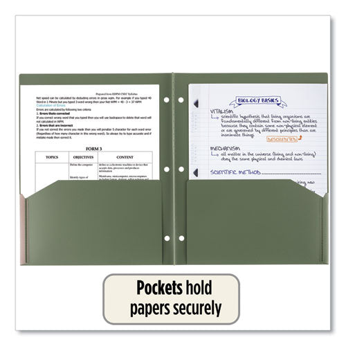 Recycled Plastic Two-pocket Folder, 11" X 8.5", Randomly Assorted.