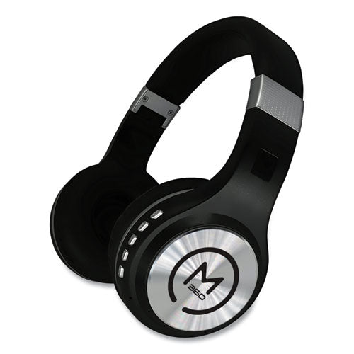 Serenity Stereo Wireless Headphones With Microphone, 3 Ft Cord, Black/silver.