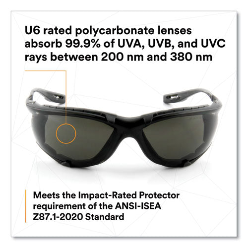 Virtua Ccs Protective Eyewear -With Foam Gasket, Black/gray Plastic Frame, Gray Polycarbonate Lens