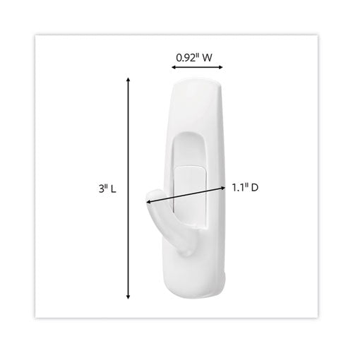 General Purpose Hooks, Medium, Plastic, White, 3 Lb Capacity, 37 Hooks And 48 Strips/pack.