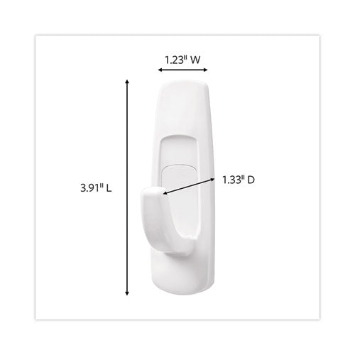 General Purpose Hooks, Large, Plastic, White, 5 Lb Capacity, 14 Hooks And 16 Strips/pack.